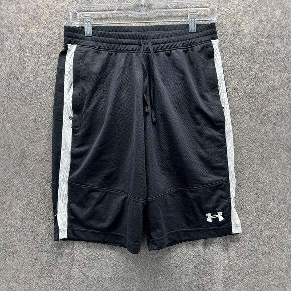 Under Armour Shorts Men Medium Adult Black Athletic Basketball Polyester Gym - Picture 1 of 11